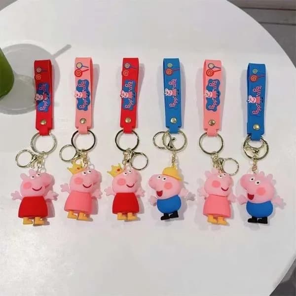 Brelok do Kluczy Peppa Pig z Paskiem Silikonowym 3D - Mix Wzorów