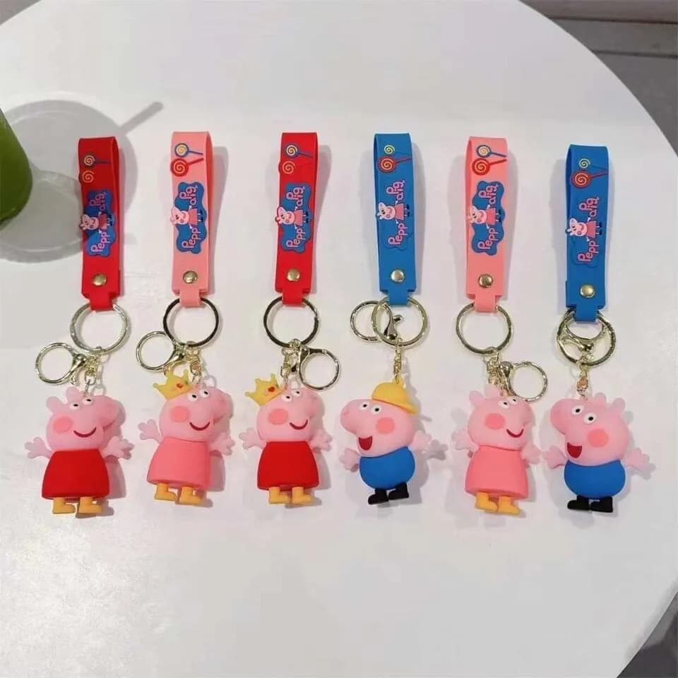Brelok do Kluczy Peppa Pig z Paskiem Silikonowym 3D - Mix Wzorów