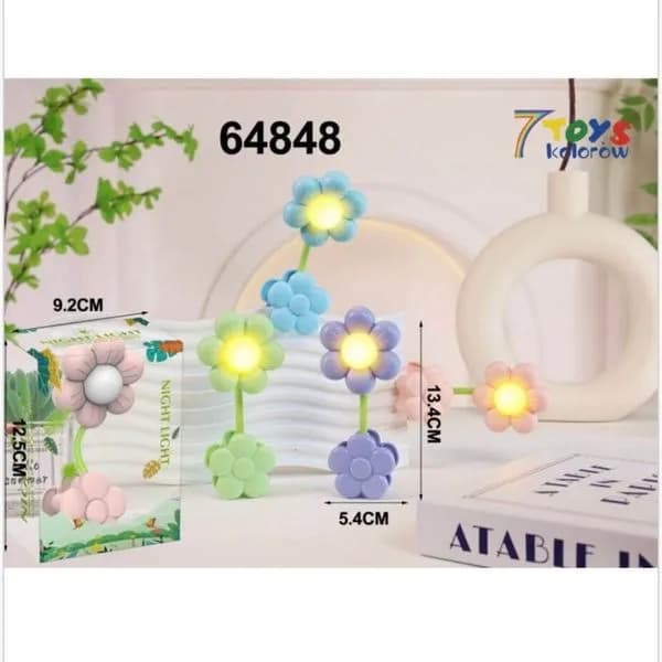 Lampka Stojąca Nocna Kwiatek 13,4cm Mix Kolorów 12szt