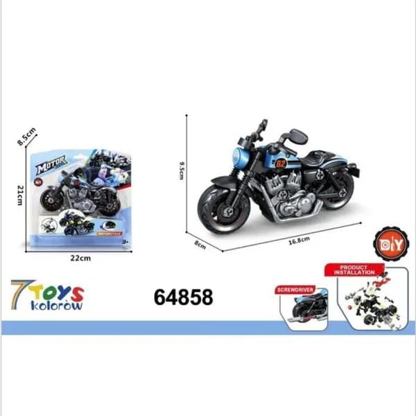 Zabawkowy Motocykl DIY do skręcania 16.8cm - zestaw 12 szt.