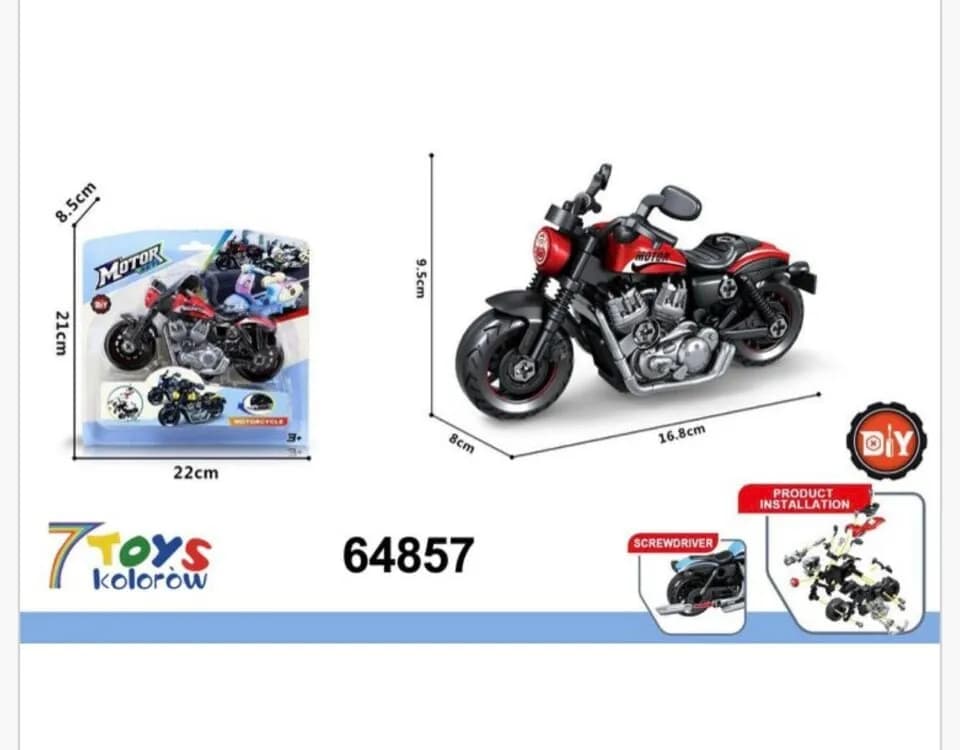Zabawkowy Motocykl DIY 16.8cm ze śrubokrętem 7 TOYS