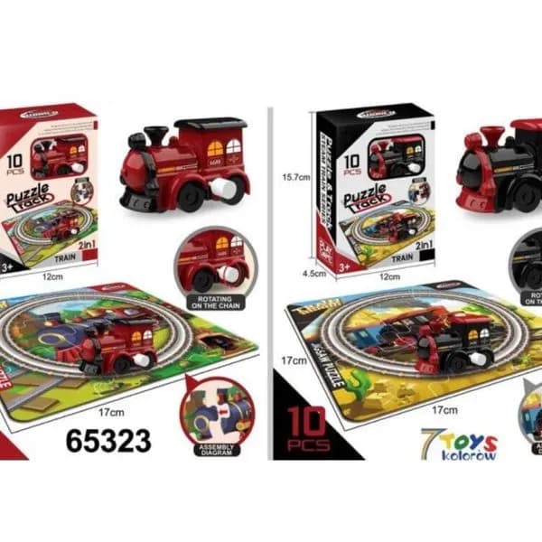 Zabawka Puzzle Track Pociąg Nakręcany 10 el. 17x17cm