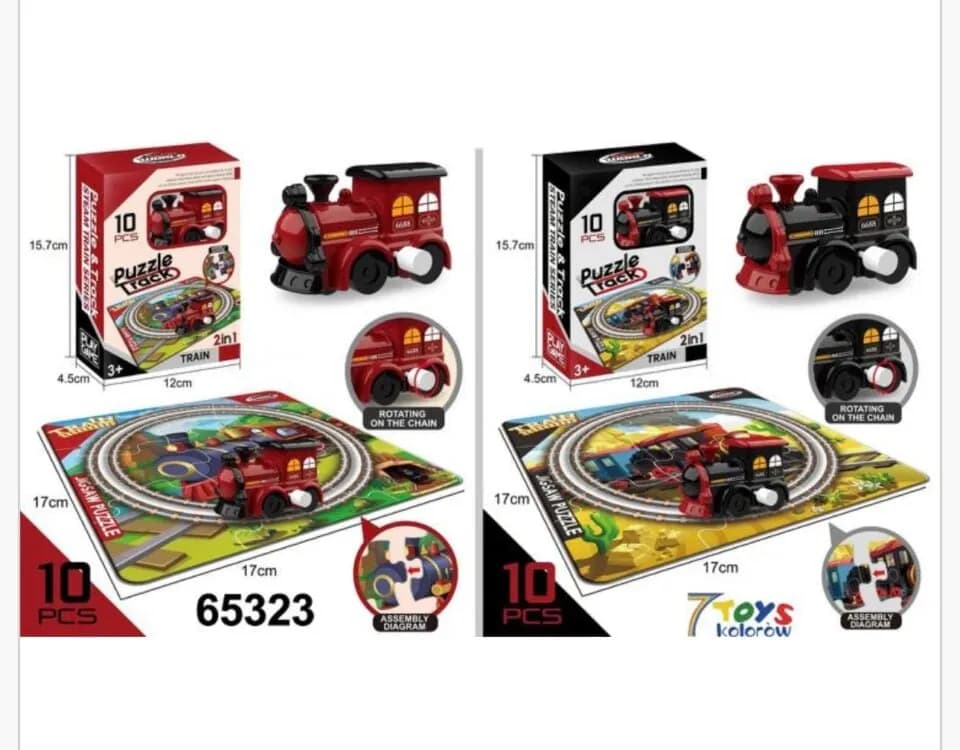 Zabawka Puzzle Track Pociąg Nakręcany 10 el. 17x17cm