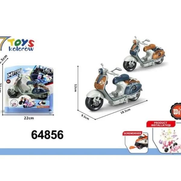 Zabawkowy Motocykl Skuter DIY 18.5cm ze Śrubokrętem