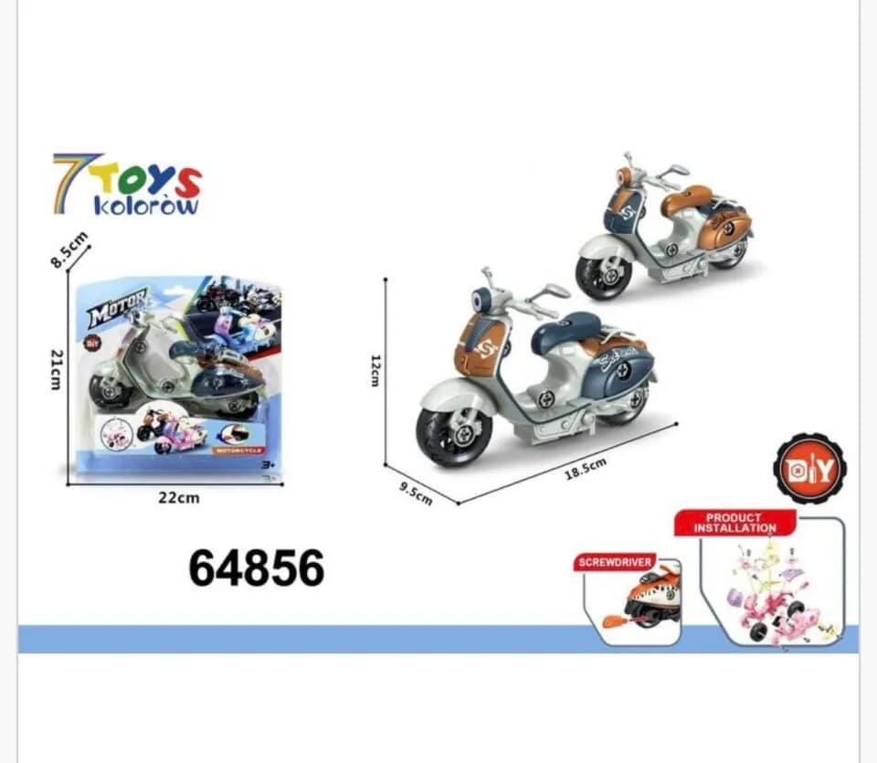 Zabawkowy Motocykl Skuter DIY 18.5cm ze Śrubokrętem