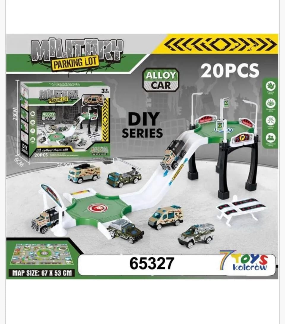 Zabawka Parking Military Parking Lot DIY 20el. z autami Alloy Car