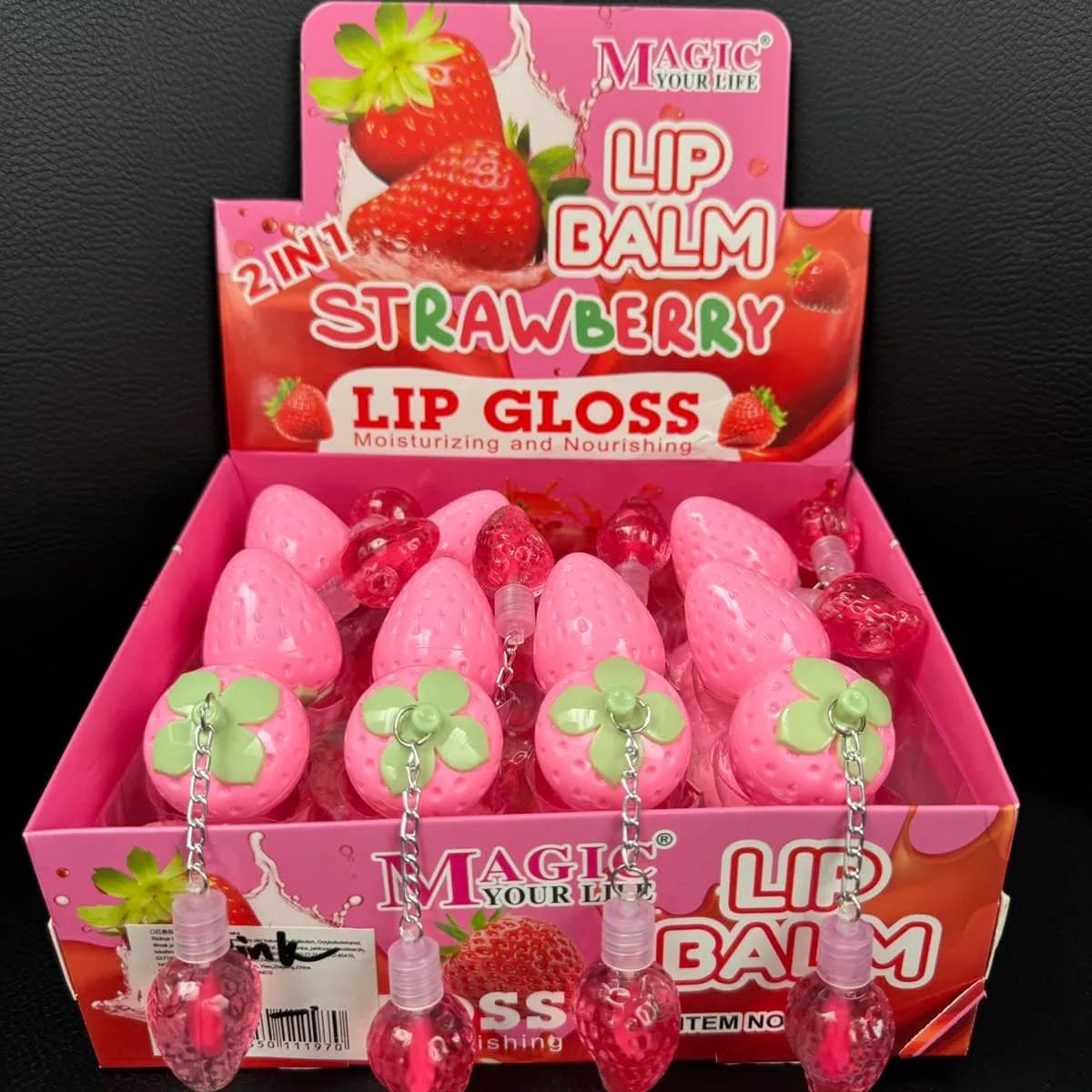 Lip Balm 2in1 Truskawka Magic Your Life - Balsam i Błyszczyk 24szt