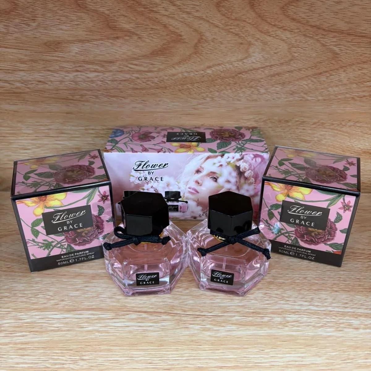 Zestaw Perfum Flower By Grace 2x50ml EDP Kwiatowy Flakon z Kokardą