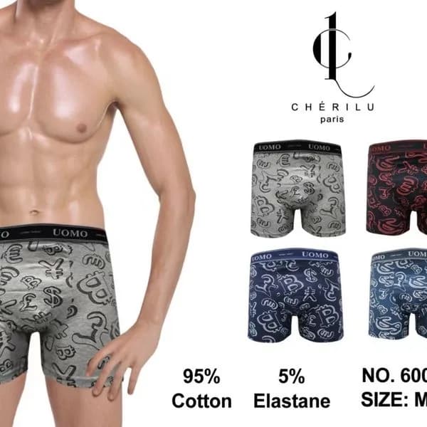 Bokserki męskie Cherilu MXXXL wzorzyste 95% bawełna