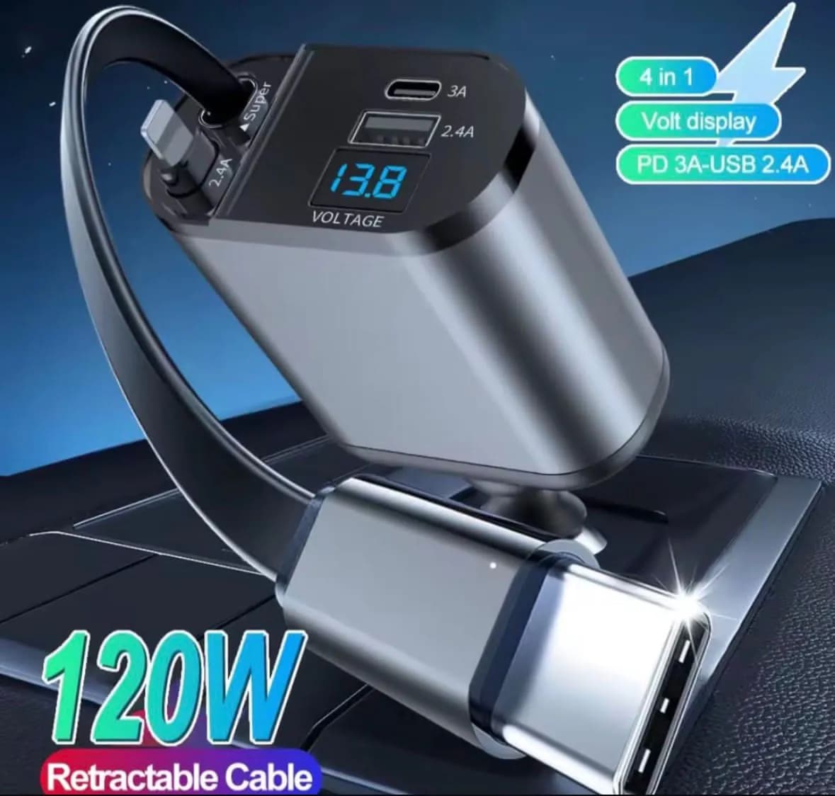 Ładowarka Samochodowa 120W 4in1