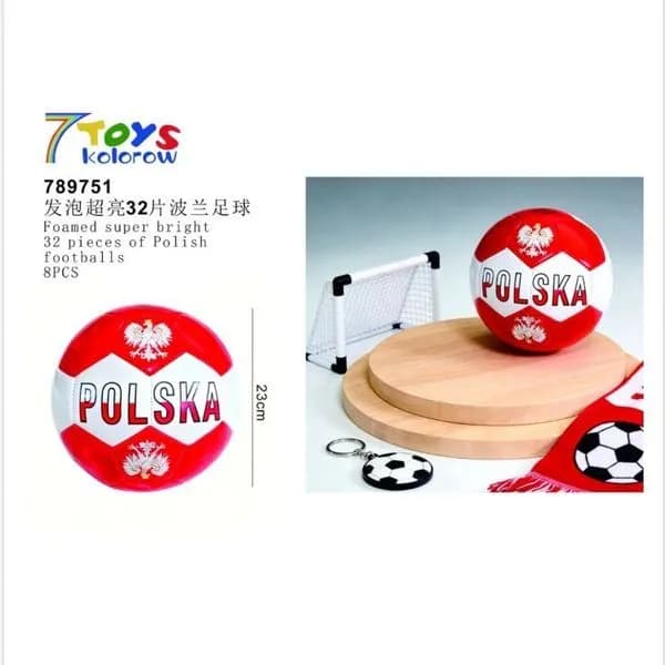 Mini Piłka Nożna Polska 25cm Super Bright Foam 8szt