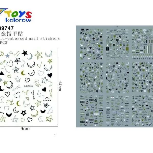 Naklejki na paznokcie 12PC Gold Embossed 14x9cm