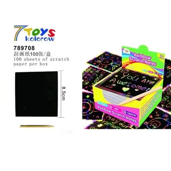 Papier do zadrapań Rainbow Scratch Notes 100 arkuszy