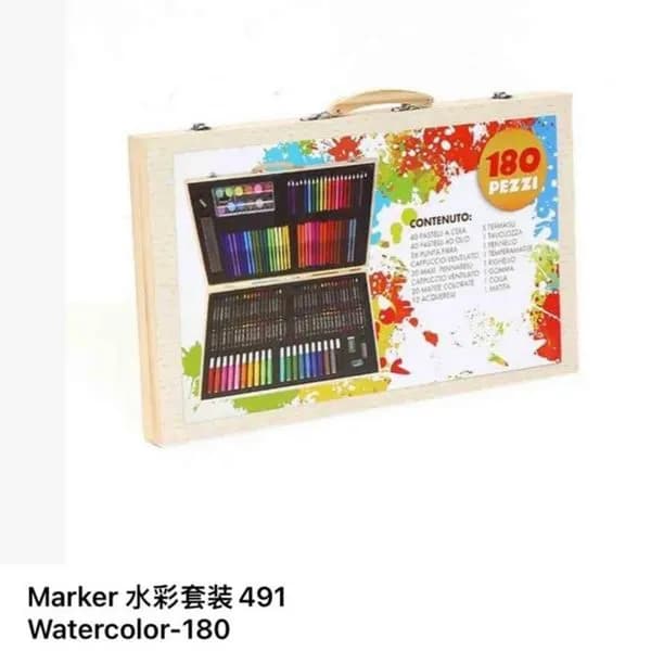 Zestaw Markerów Akrylowych 180 Kolorów w Drewnianym Etui