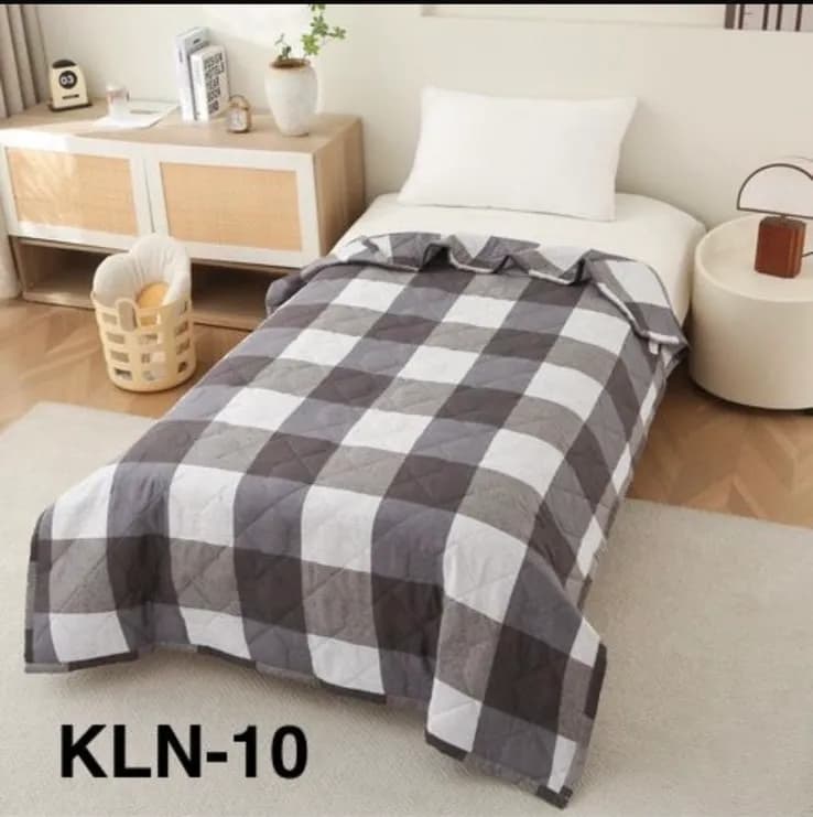 Kołdry Letnie 160/200 szaro-białe w kratę KLN-10