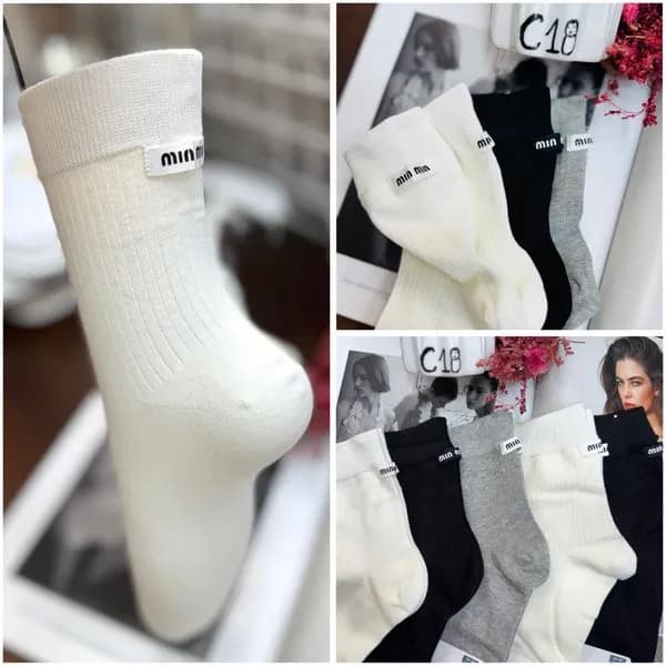 Skarpetki damskie Miu Miu style białe/szare/czarne