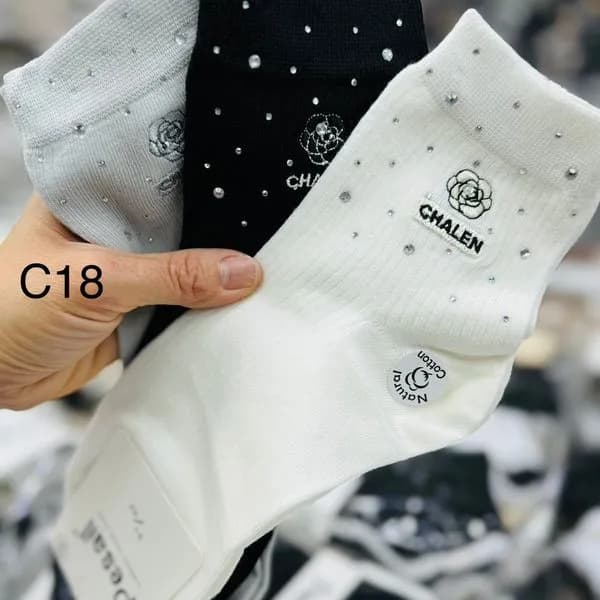 Skarpetki damskie Chalen C18 z cekinami, 3 kolory