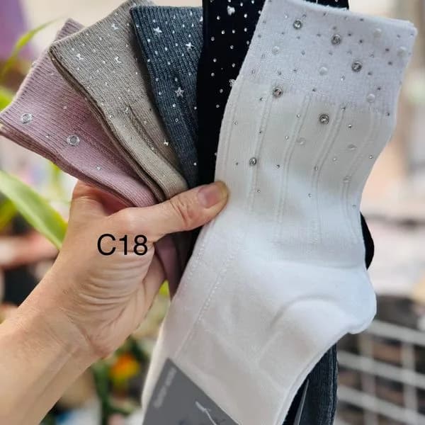 Skarpetki damskie z brokatem C18, 5 kolorów