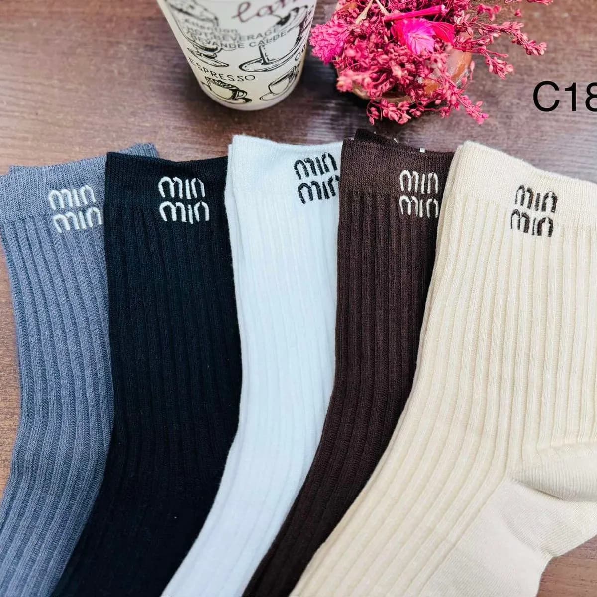 Skarpetki damskie Mini z napisem C18, zestaw 5 par