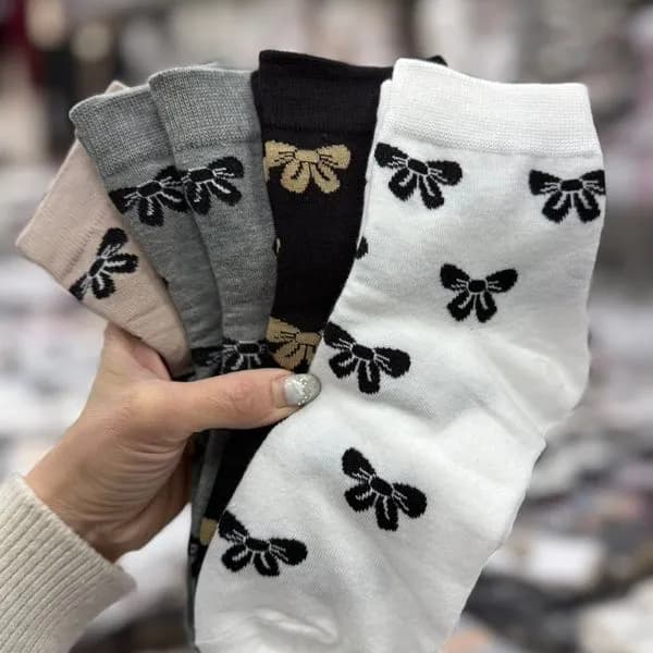 Skarpetki damskie z kokardkami 5 kolorów