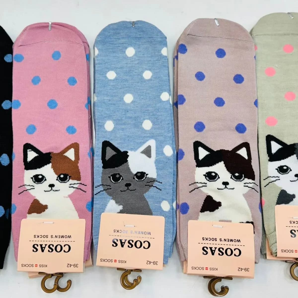 Skarpetki damskie z kotami wzorzyste 5 kolorów