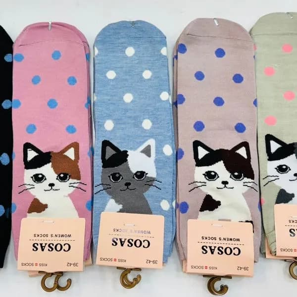 Skarpetki damskie z kotami wzorzyste 5 kolorów