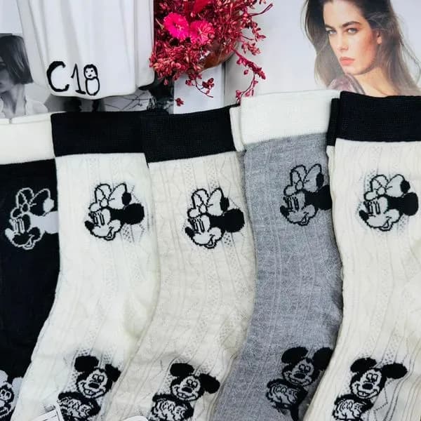 Skarpetki damskie z Myszką Mickey czarne i białe