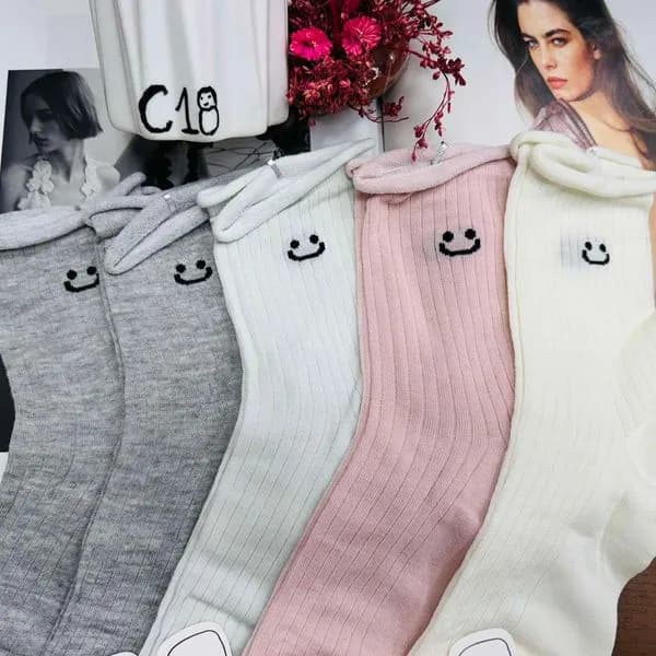 Skarpetki damskie z emotką uśmiech, 4 kolory, C18