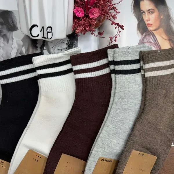 Skarpetki damskie prążkowane 5 kolorów