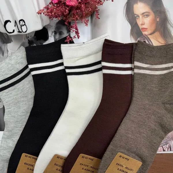 Skarpetki damskie prążkowane 5 kolorów