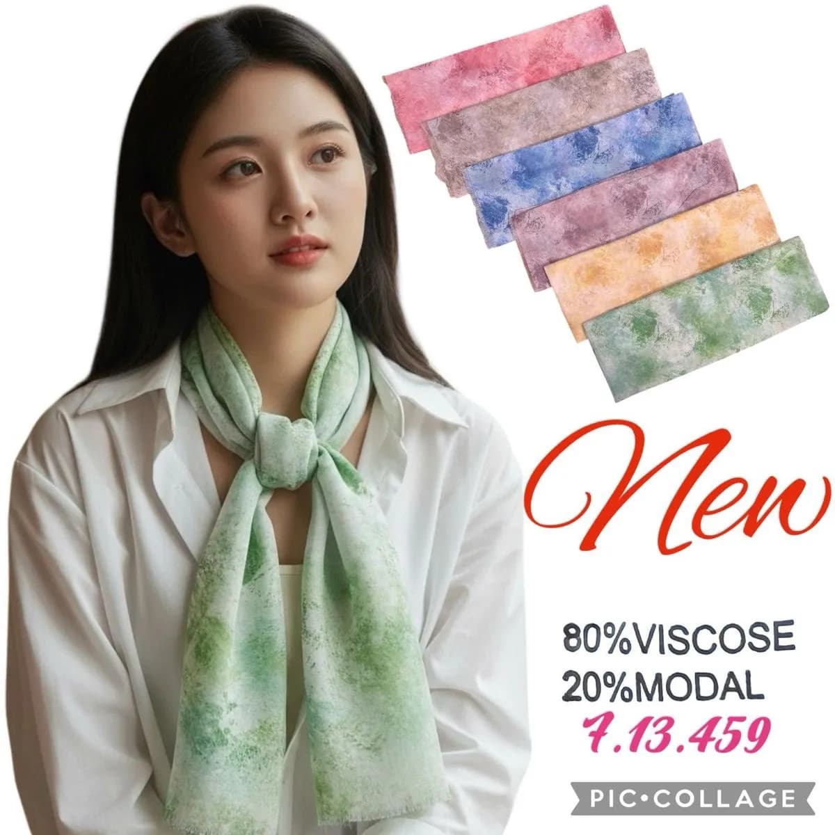 Szaliki damskie 80% wiskoza wielobarwne 40326-3