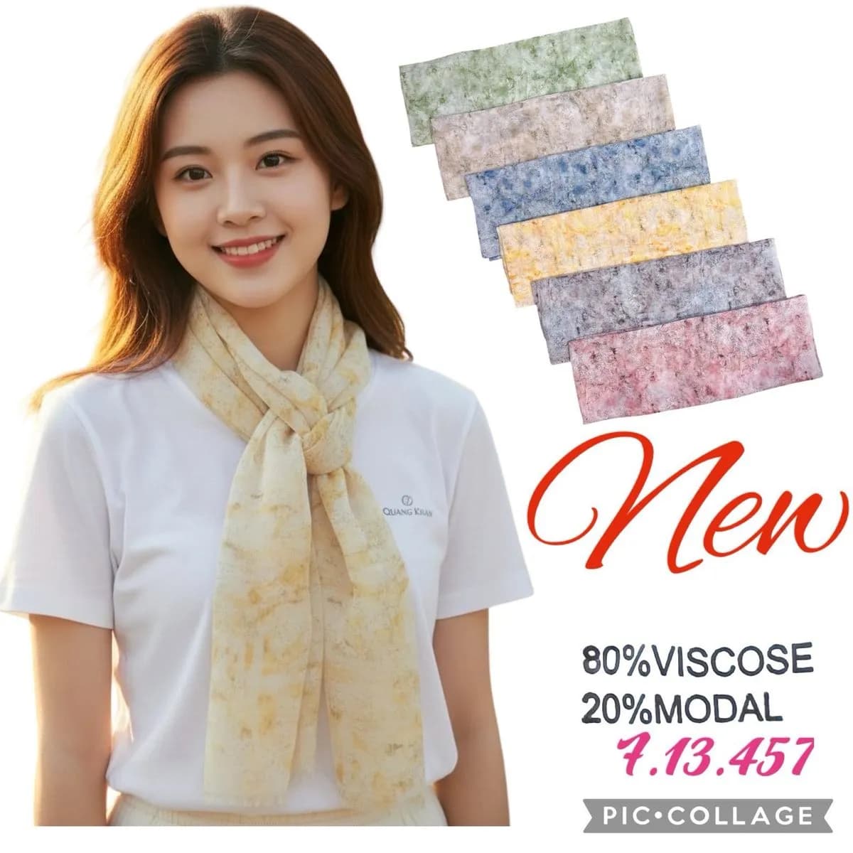 Szaliki damskie 80% wiskoza 20% modal, mix kolorów