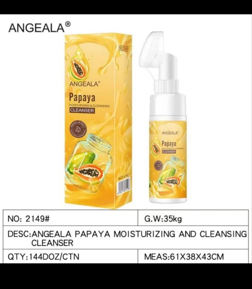 Pianka do Twarzy ANGEALA Papaya ze szczoteczką silikonową 12szt