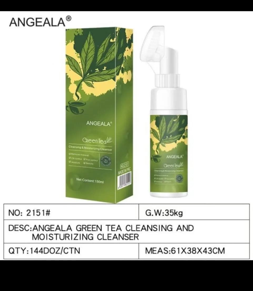 Pianka do twarzy ANGEALA Green Tea 150ml ze szczoteczką