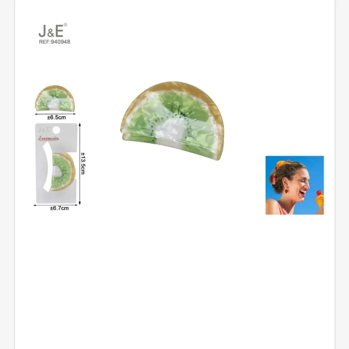 Klamra do Włosów Owoc KIWI 6,5cm J&E