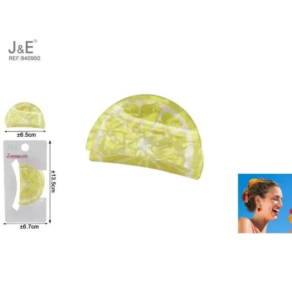 Klamra do włosów cytryna 6,5cm J&E żółta REF-40860