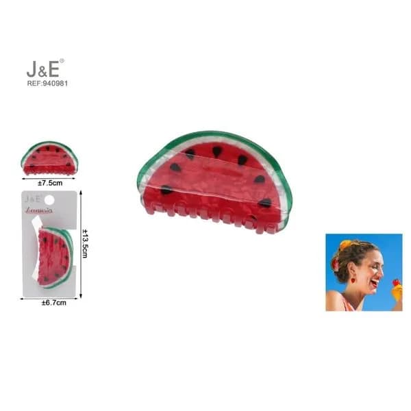 Klamra do Włosów Arbuz 7,5cm J&E - 12 szt.