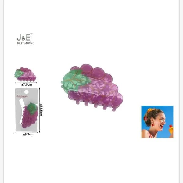 Klamra do Włosów Winogrona 7.5cm J&E Fioletowa Zielona