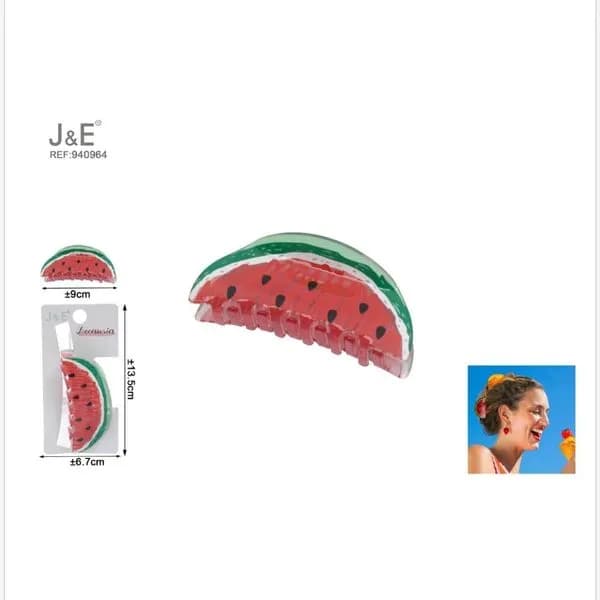 Klamra do włosów Arbuz 9cm J&E - 12 szt.