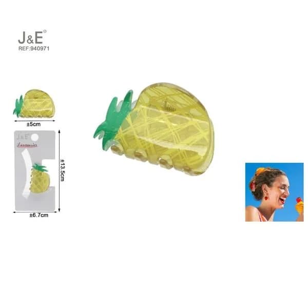 Klamra do włosów ananas J&E 5cm żółta 12 sztuk