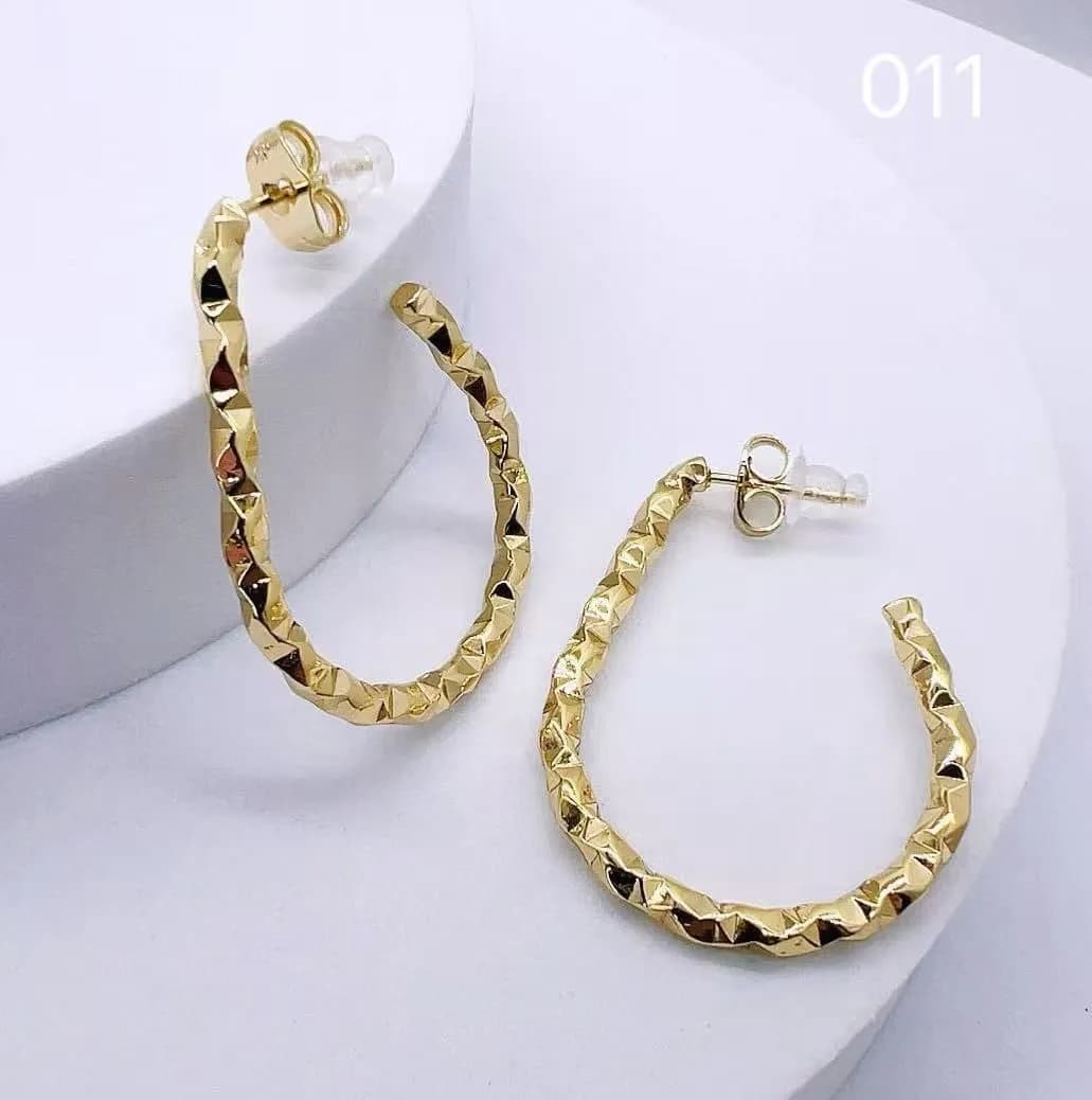 Kolczyki damskie hoop złote teksturowane 40925-120