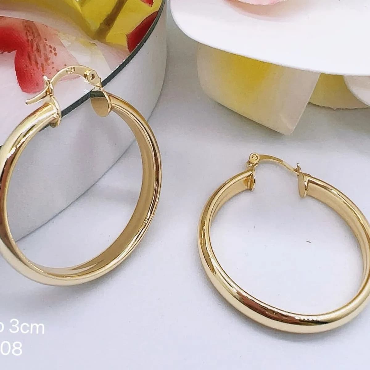 Kolczyki damskie kółka 3cm złote