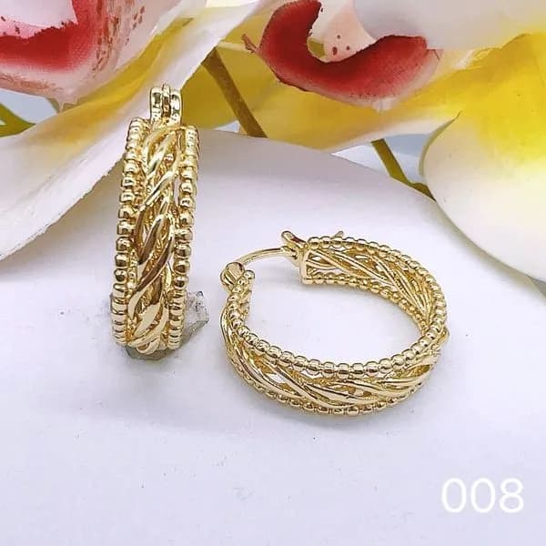 Kolczyki damskie hoop złote plecione