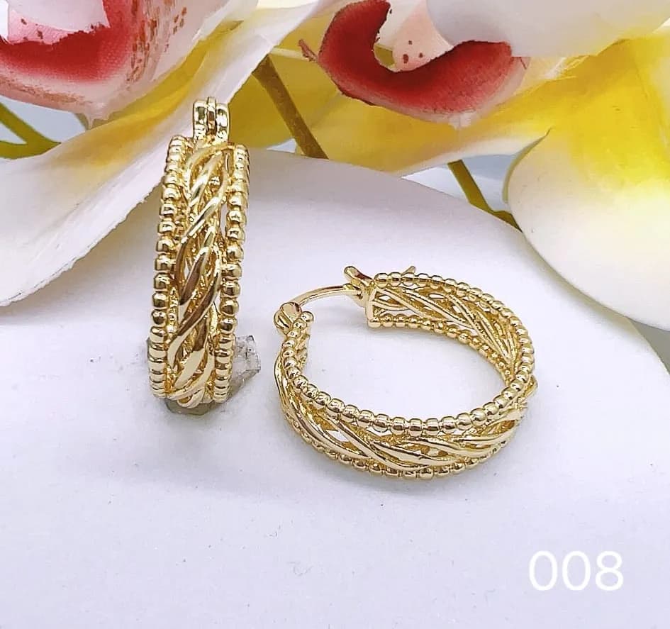Kolczyki damskie hoop złote plecione