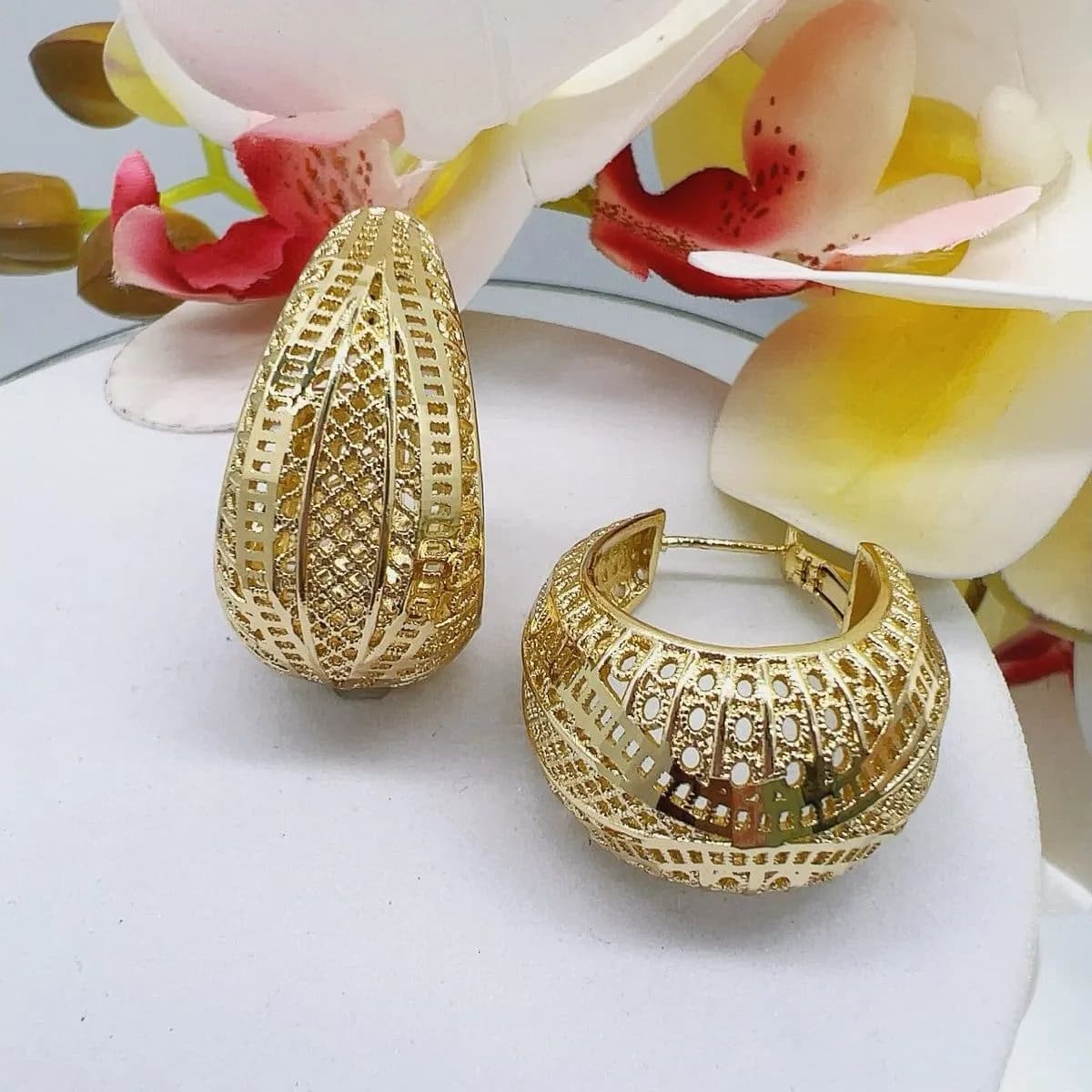 Kolczyki damskie złote koła z cyrkoniami