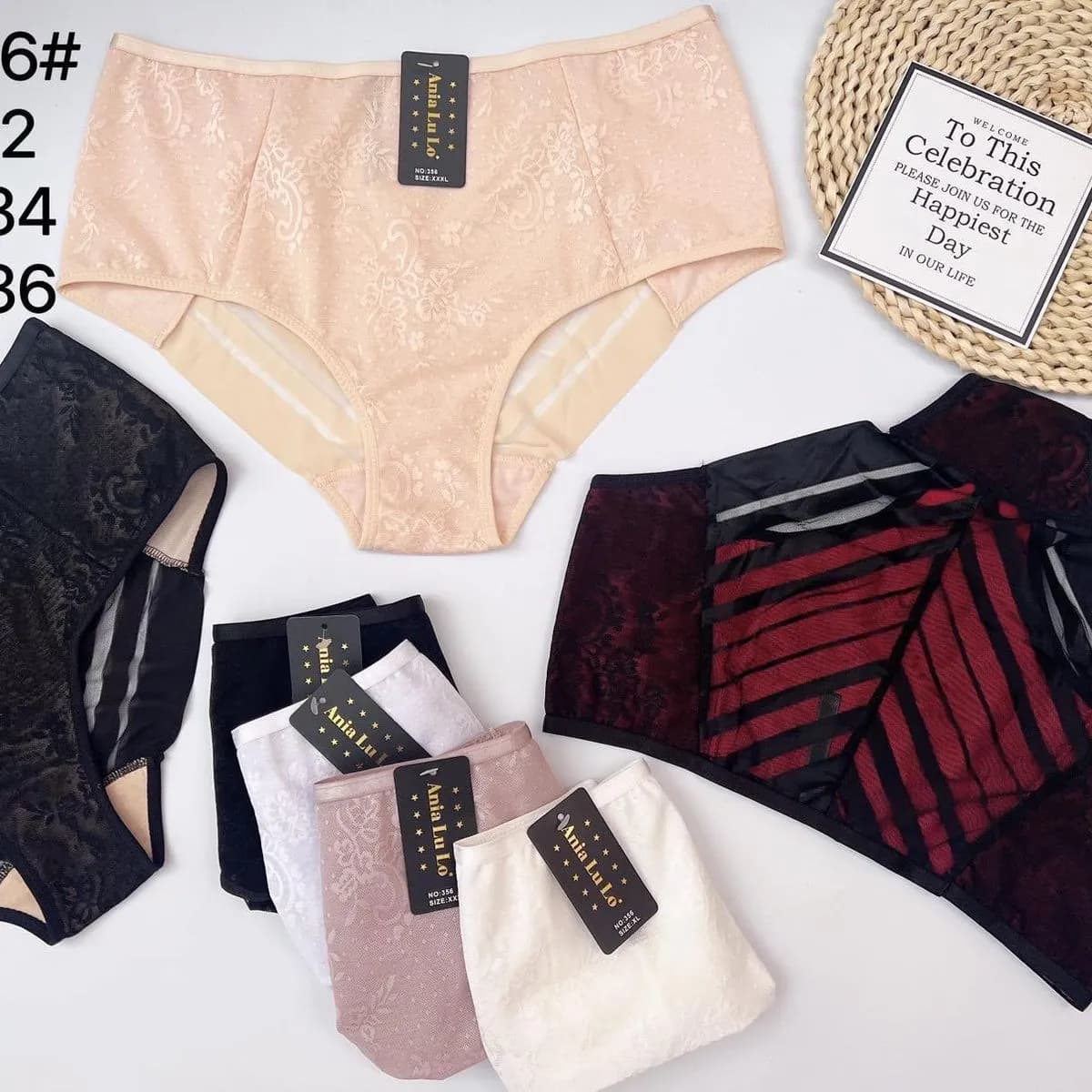 Majtki damskie XL-3XL koronka beżowe/czarne różne kolory SKU 40925-274