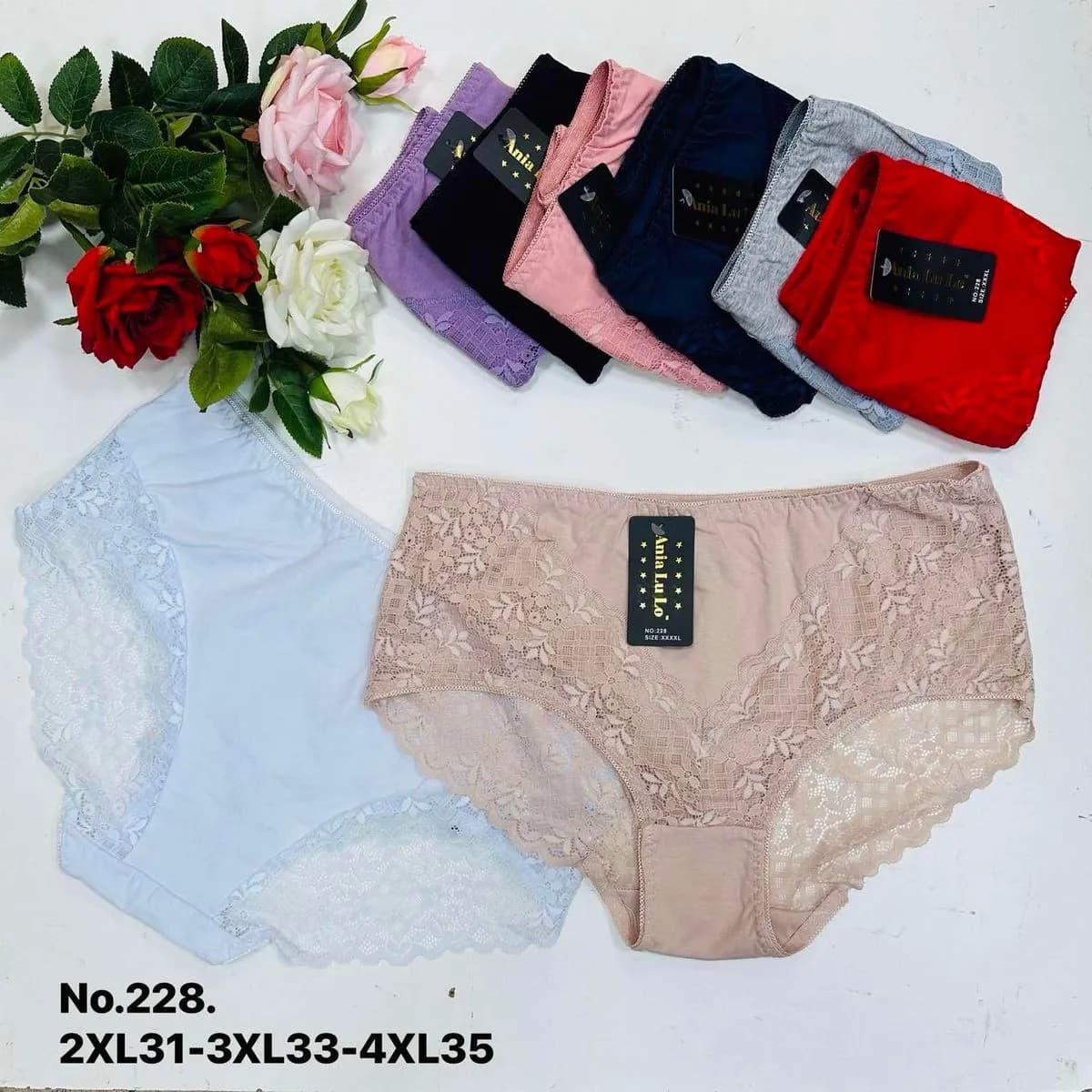 Majtki damskie koronkowe L-3XL, No.228, 5 szt/opak.