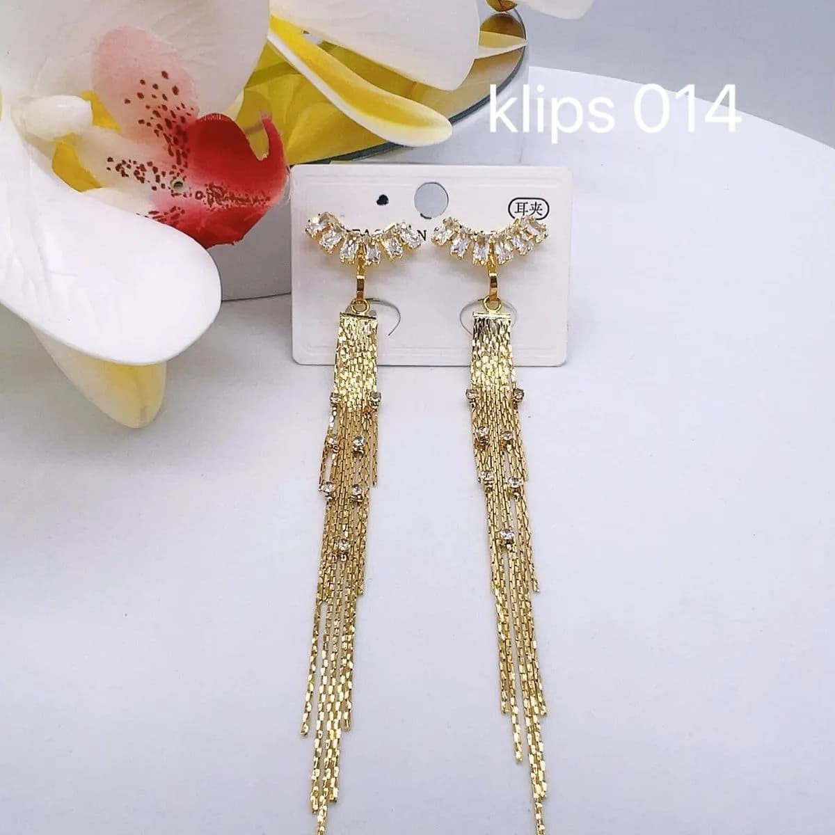 Kolczyki damskie klipsy wiszące złote 40925-36