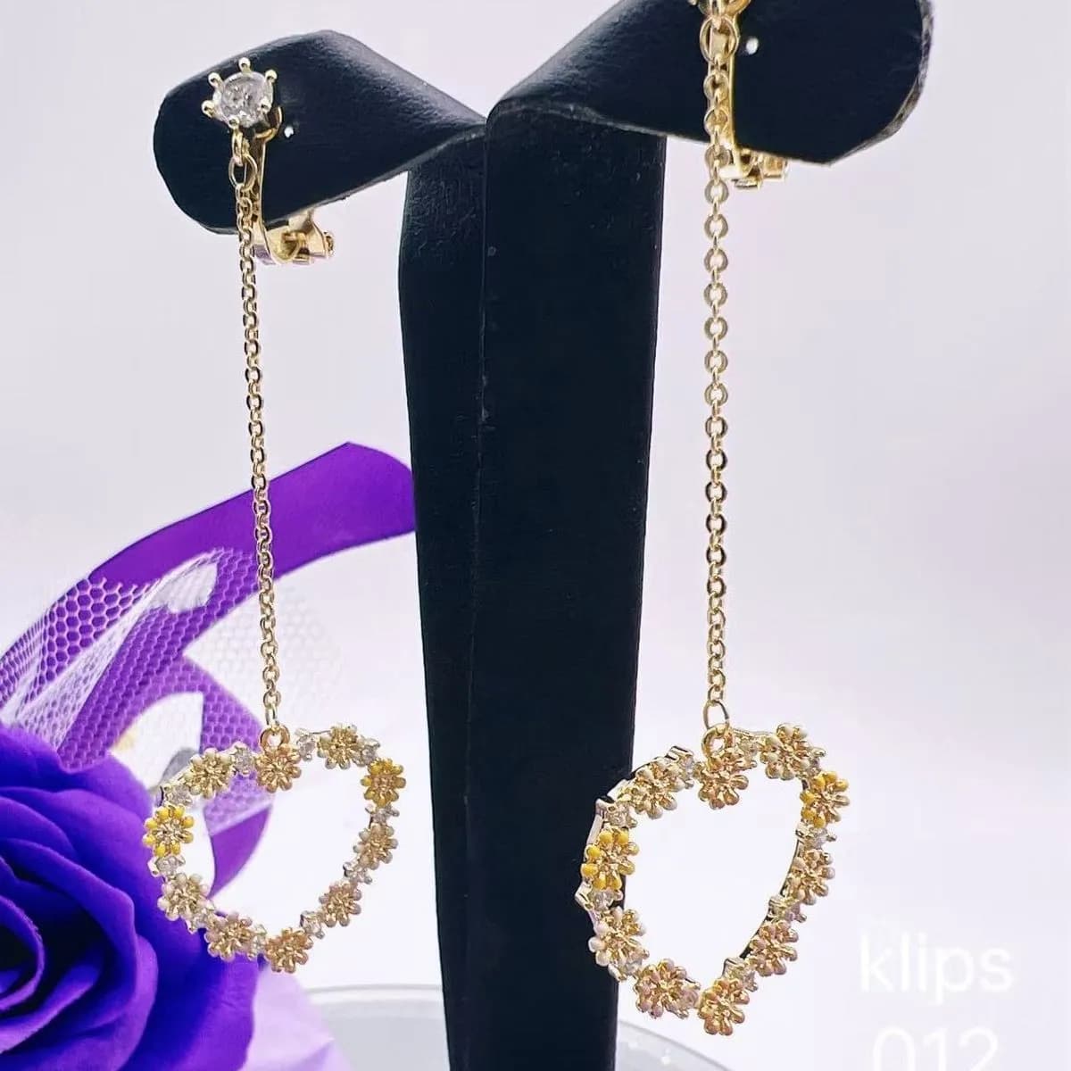 KOLCZYKI DAMSKIE KLIPSY SERCE ZŁOTE 40925-43