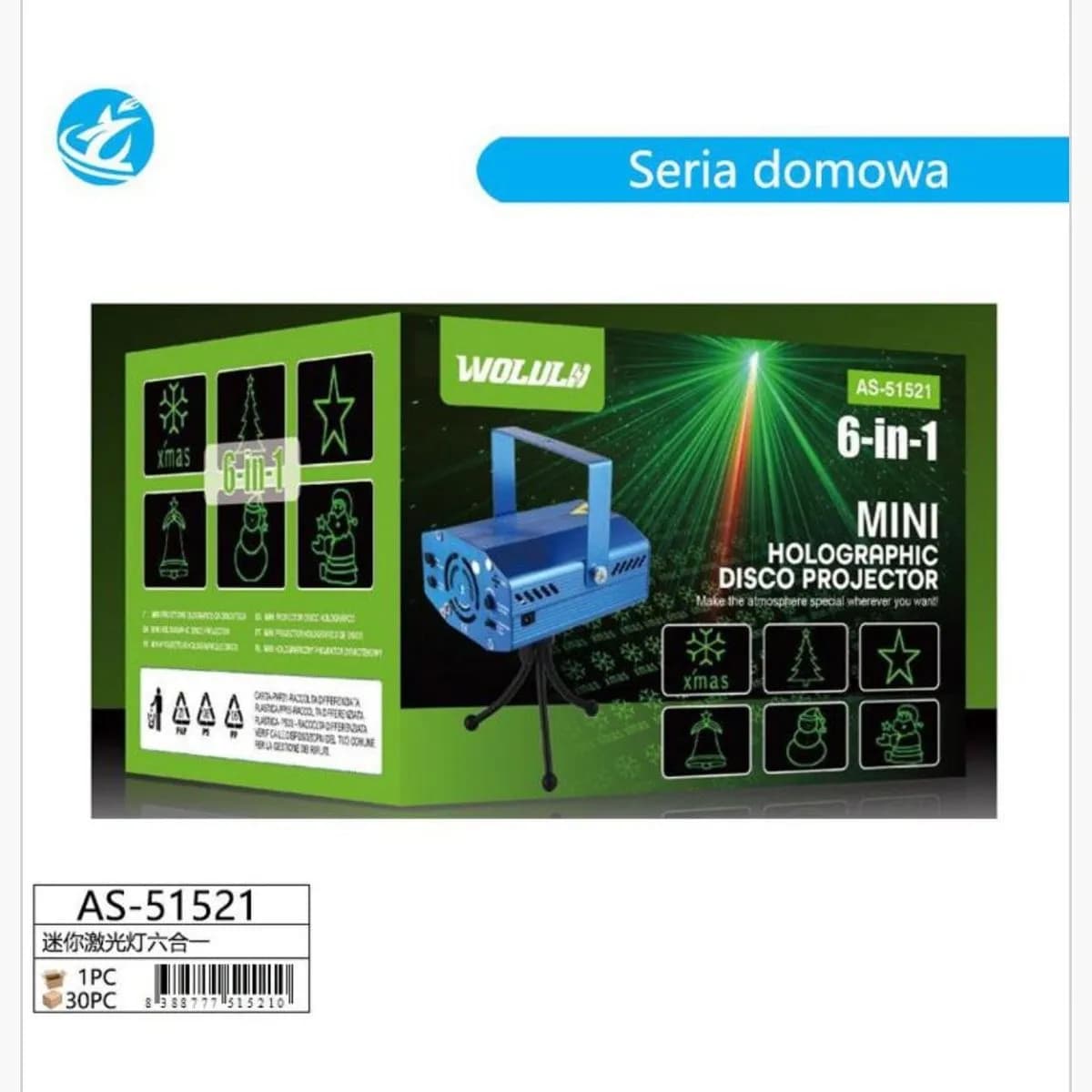 Lampka Projektor Laserowy Świąteczny 6in1